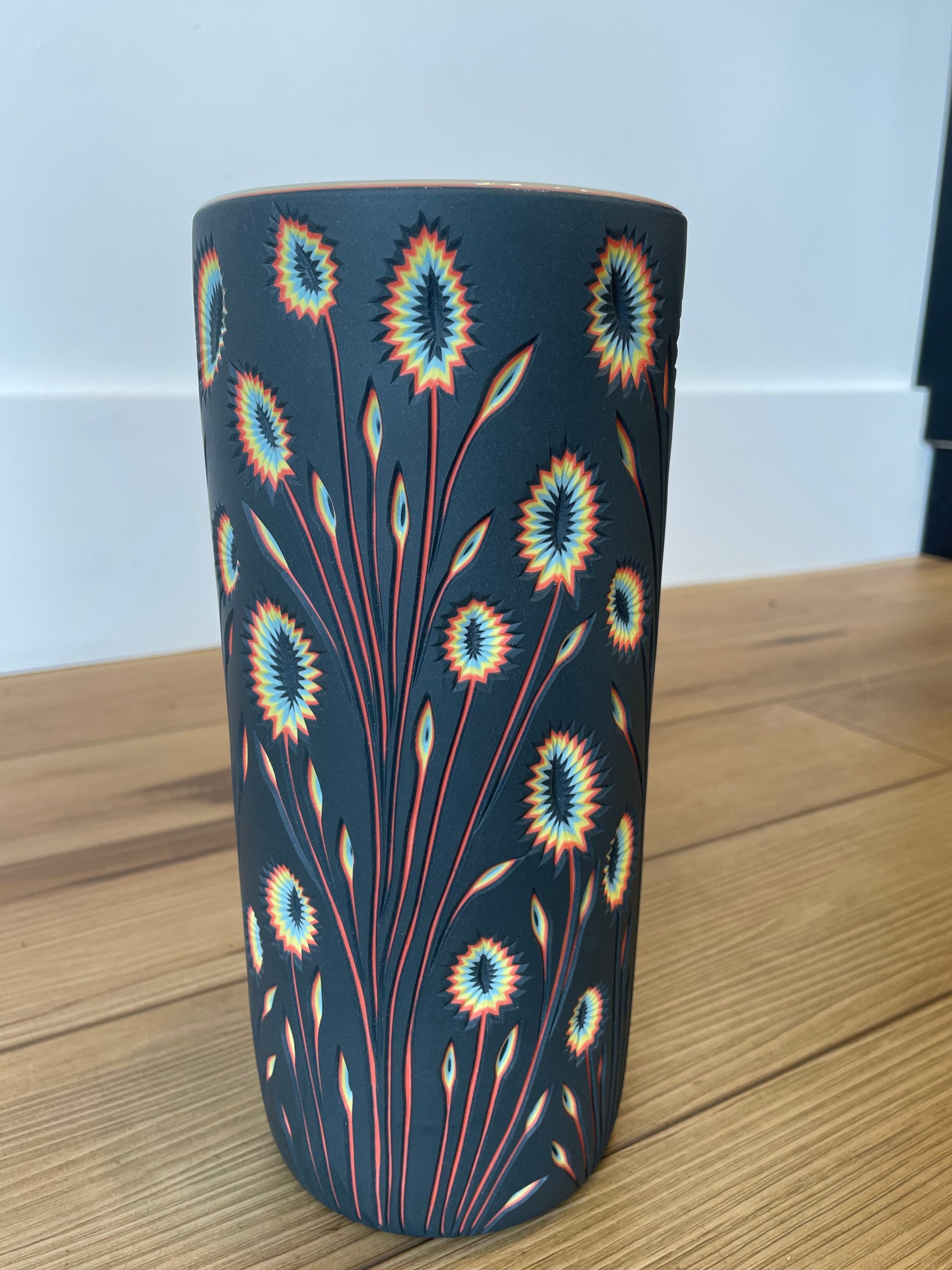 *Preorder* Botanical column vase - black to neon