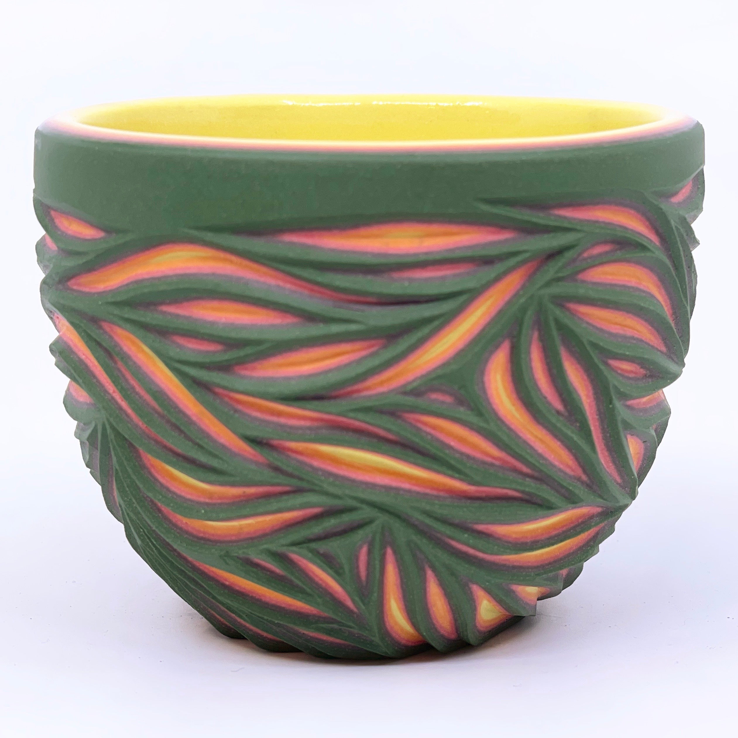 *Limited preorder* Dark green Intricate Carved Teacup (ship in 4-6 weeks)