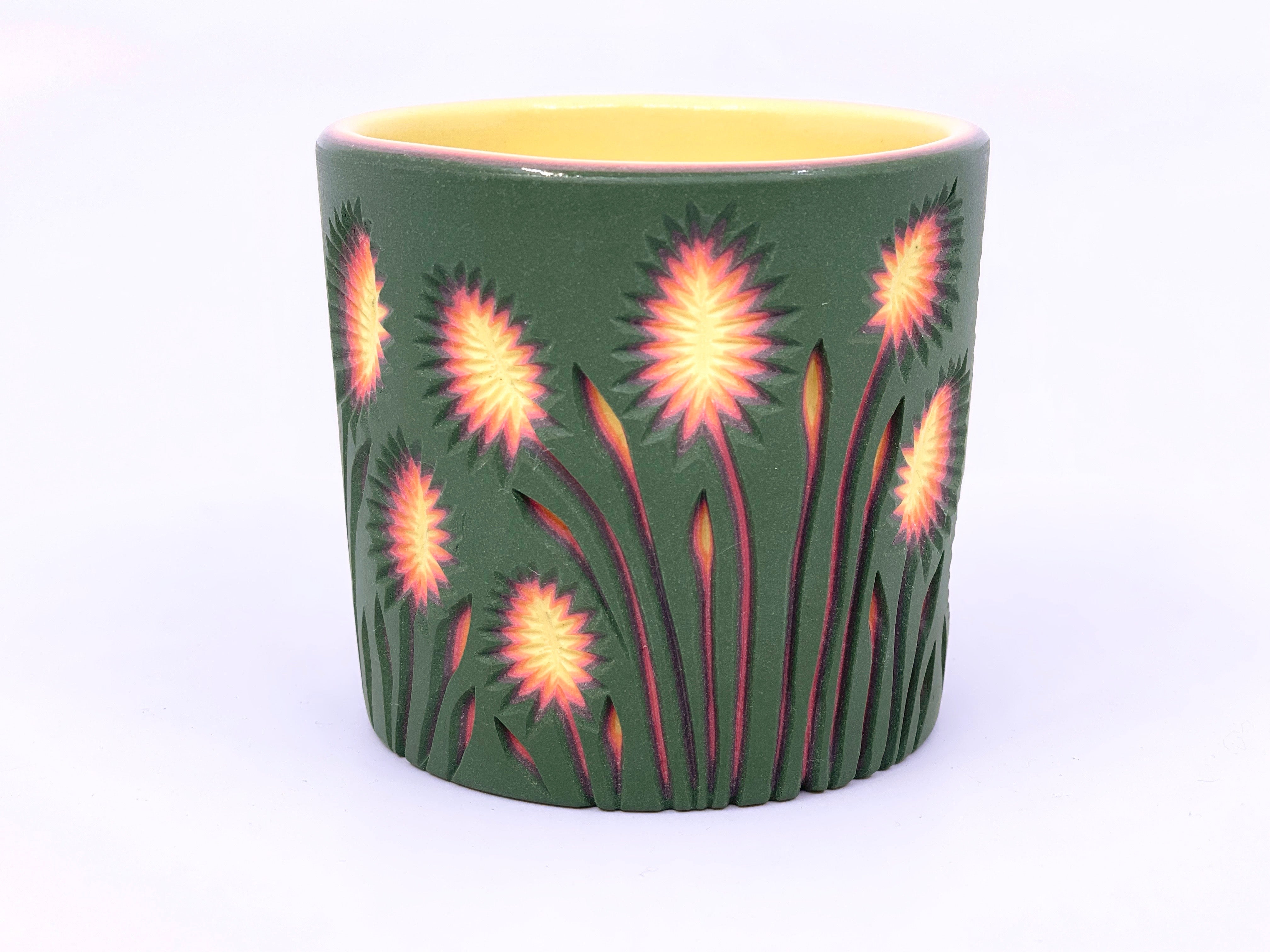 *Limited Preorder* Dark green 5-Layer Botanical Carved Tumbler (ship in 4-5 weeks)