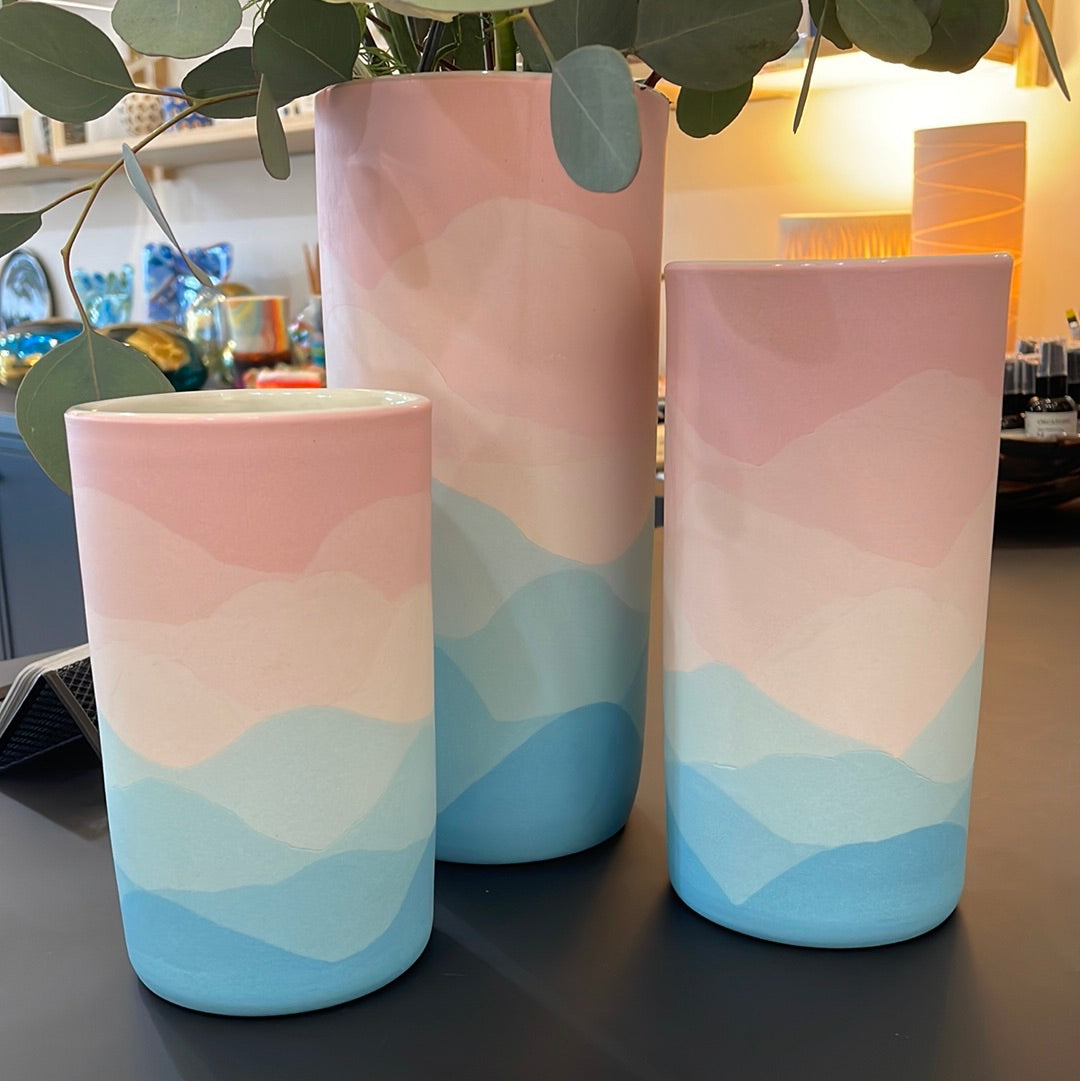 Misty mountain horizon column vase