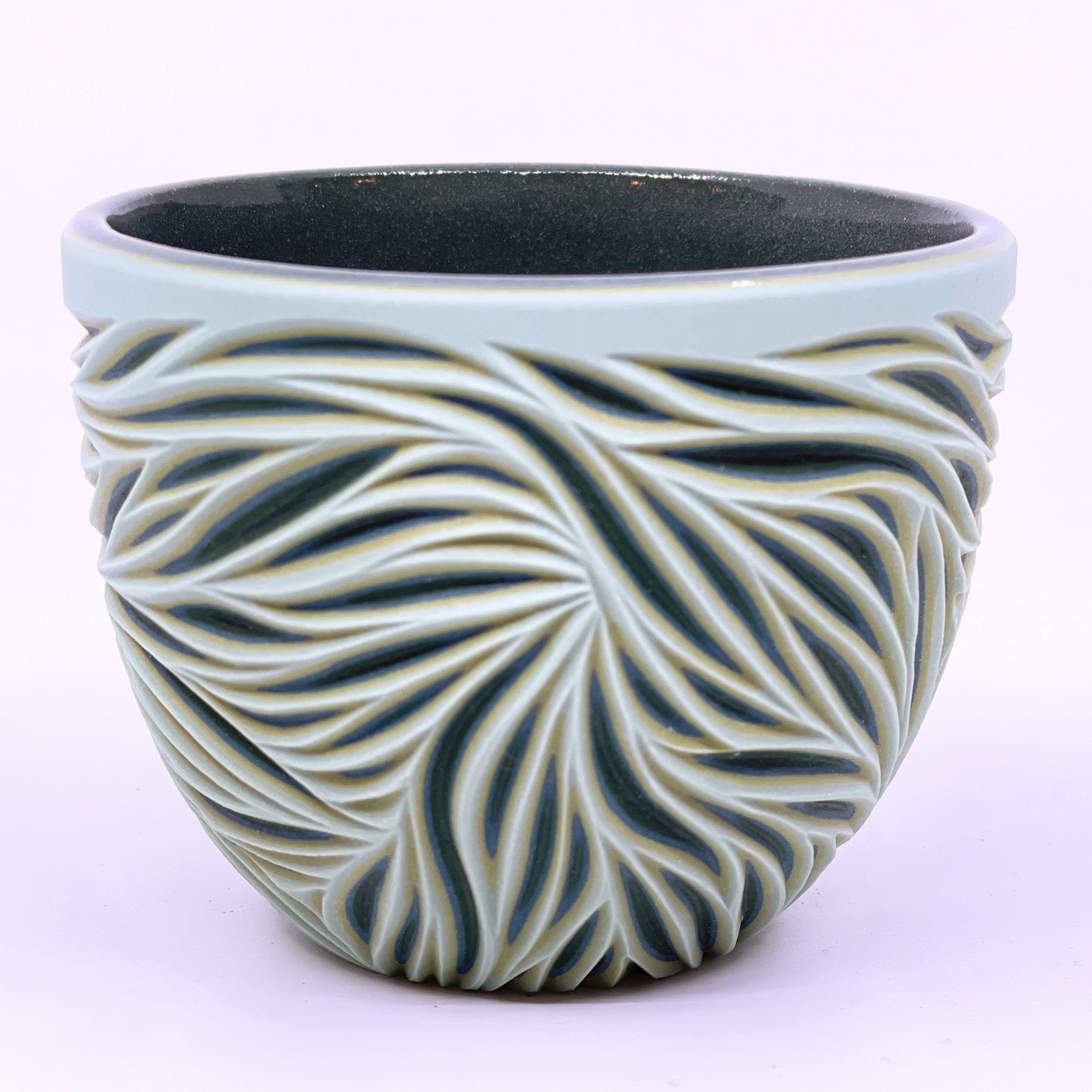 *Preorder*Light green exterior/light green exterior Intricate Carved Teacup (ship in 4-6 weeks)