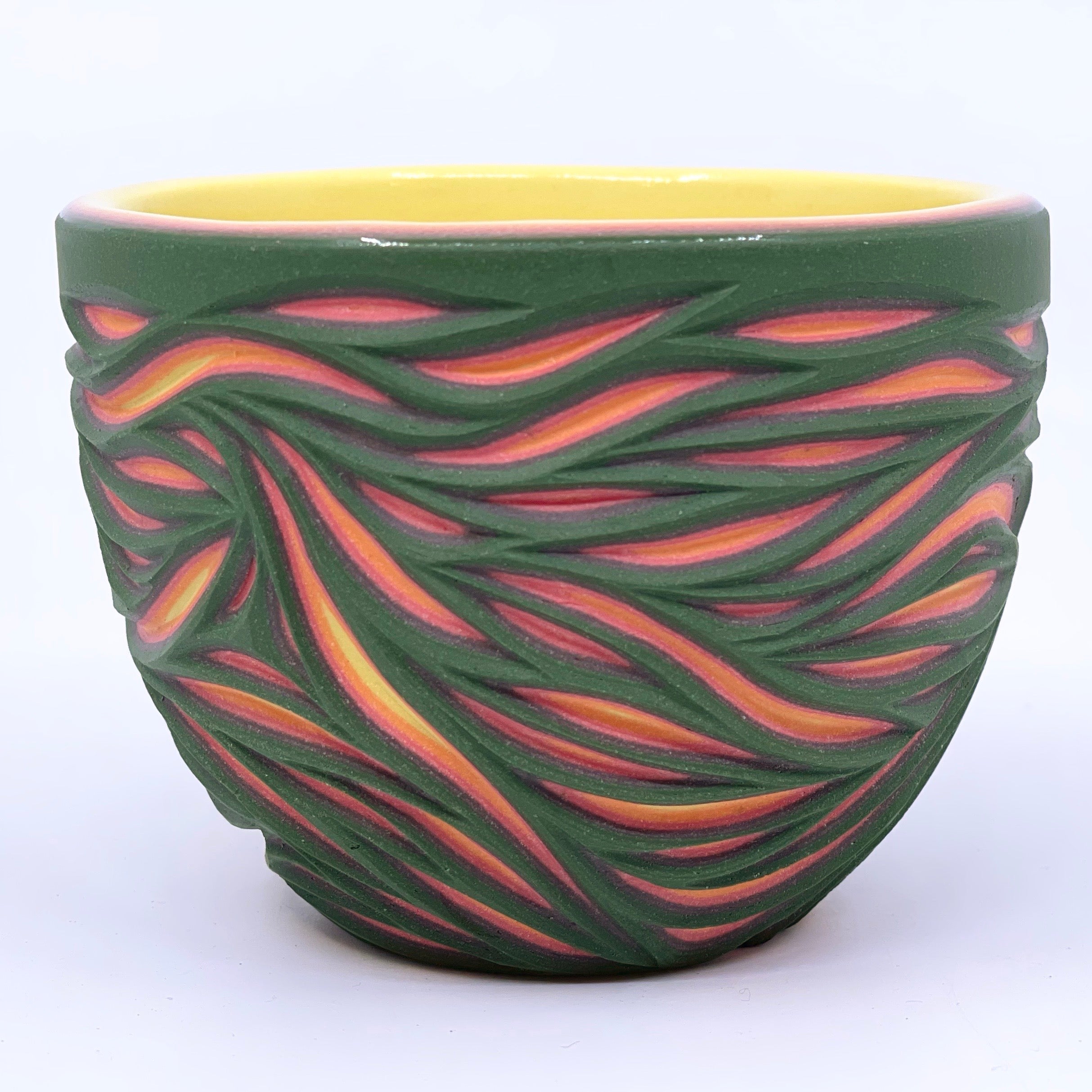 *Limited preorder* Dark green Intricate Carved Teacup (ship in 4-6 weeks)