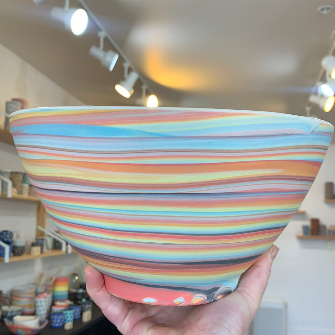 Rainbow strata large Serving Bowl and rainbow falls planter