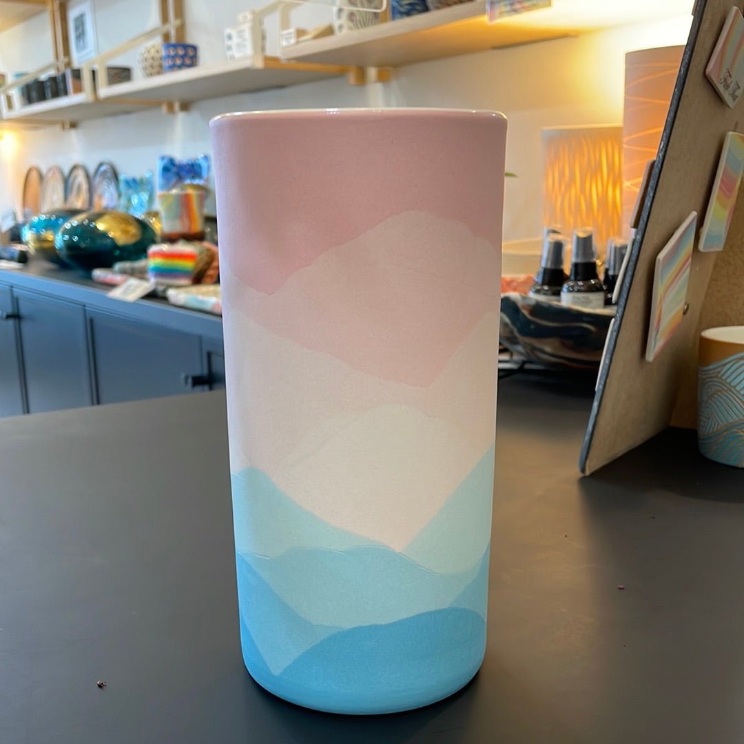 Misty mountain horizon column vase
