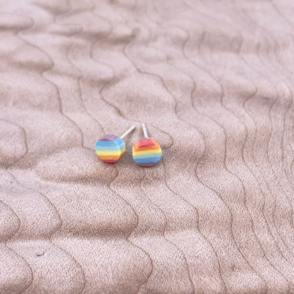 Teeny Rainbow Round Stud Earrings