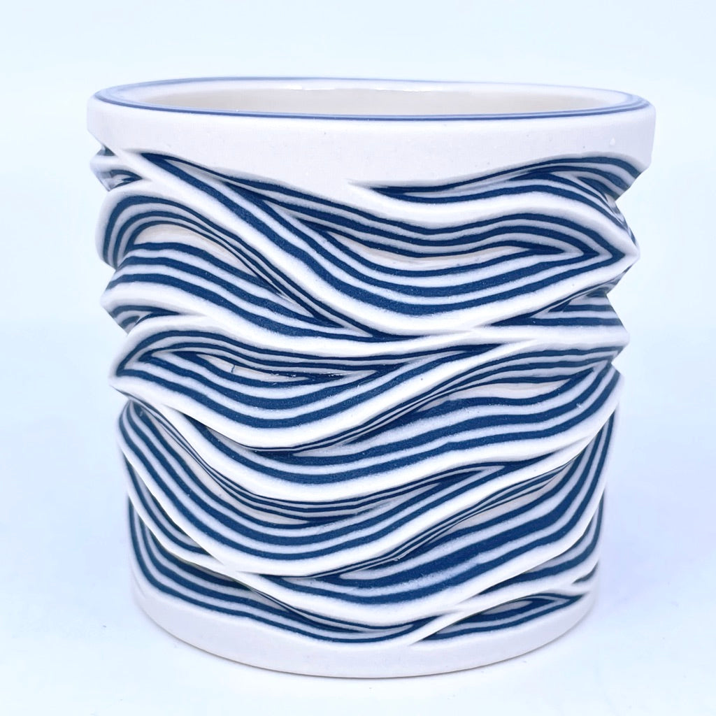 White Cobalt Flow 7-Layer Carved Tumbler