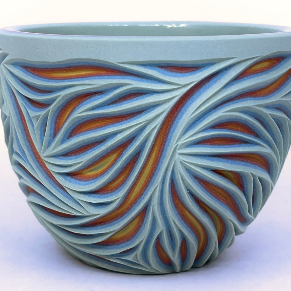 **Preorder Product** Intricate Carved Rainbow 7 Layer Teacup (ship in 4-8 weeks)