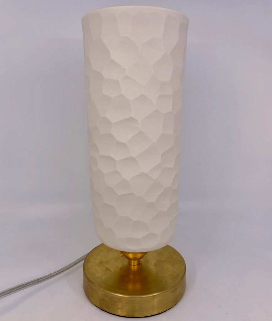 Table Lamp- Craters Design Hand-carved Porcelain Shade and Unfinished Brass Base