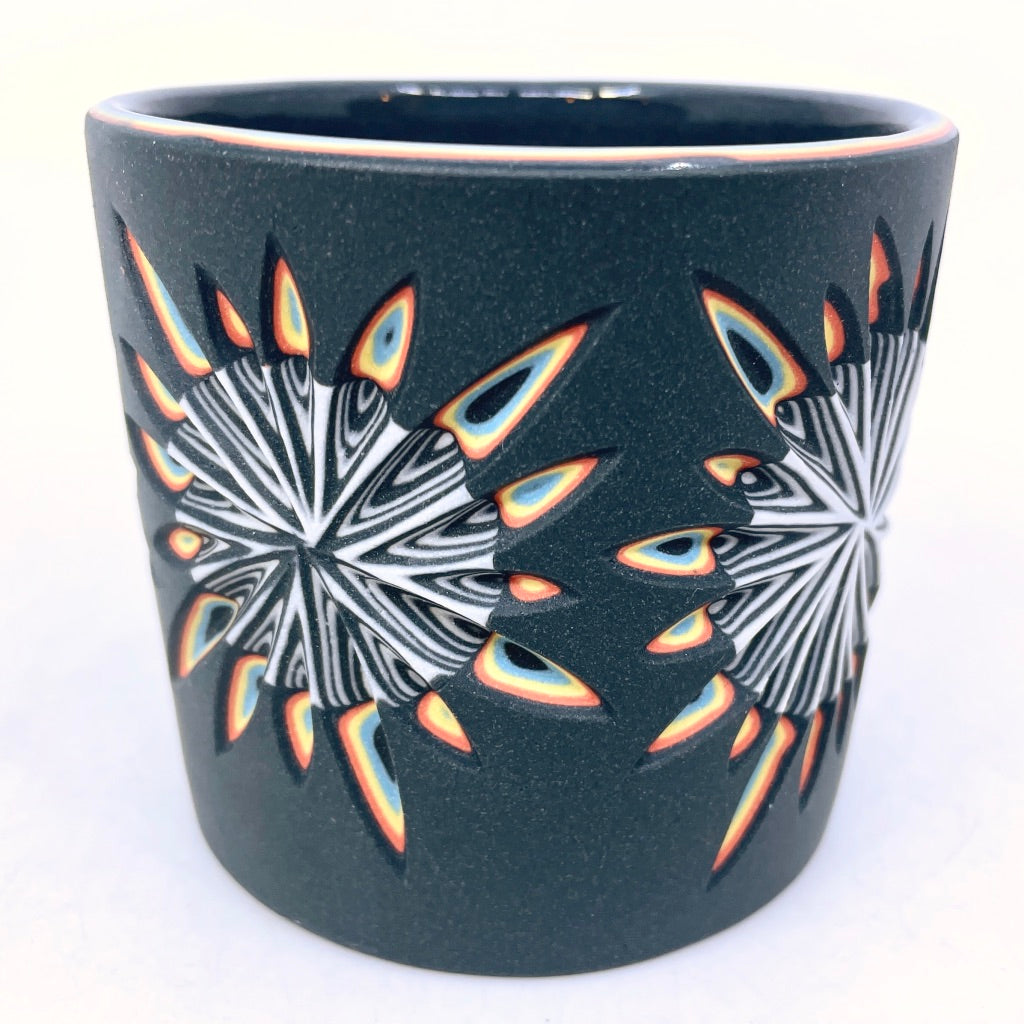 Supernova Black/Neon on B&W Hybrid Carved IN & OUT Tumbler (19 layers, see additional photos!!)
