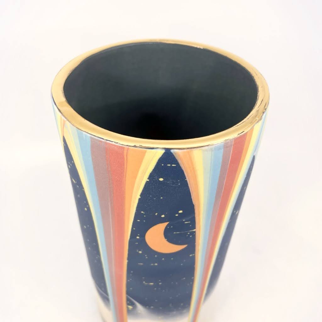 Rainbow Falls with Gold Rim- Large Column Vase