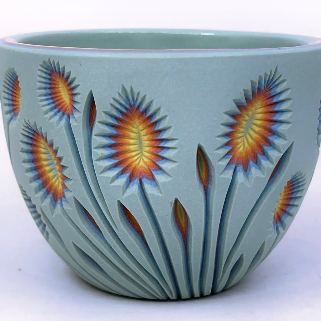 Botanical Carved Rainbow 7 Layer Teacup (limited stock ready to ship)