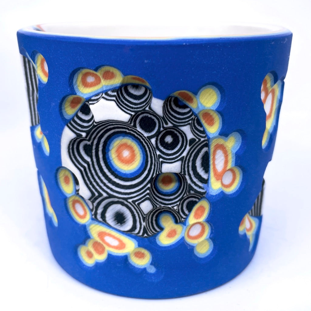 Buzzed Hybrid Layering- Royal w/ B&W Inserts- Carved 19 Layer Functional Fine Art Tumbler