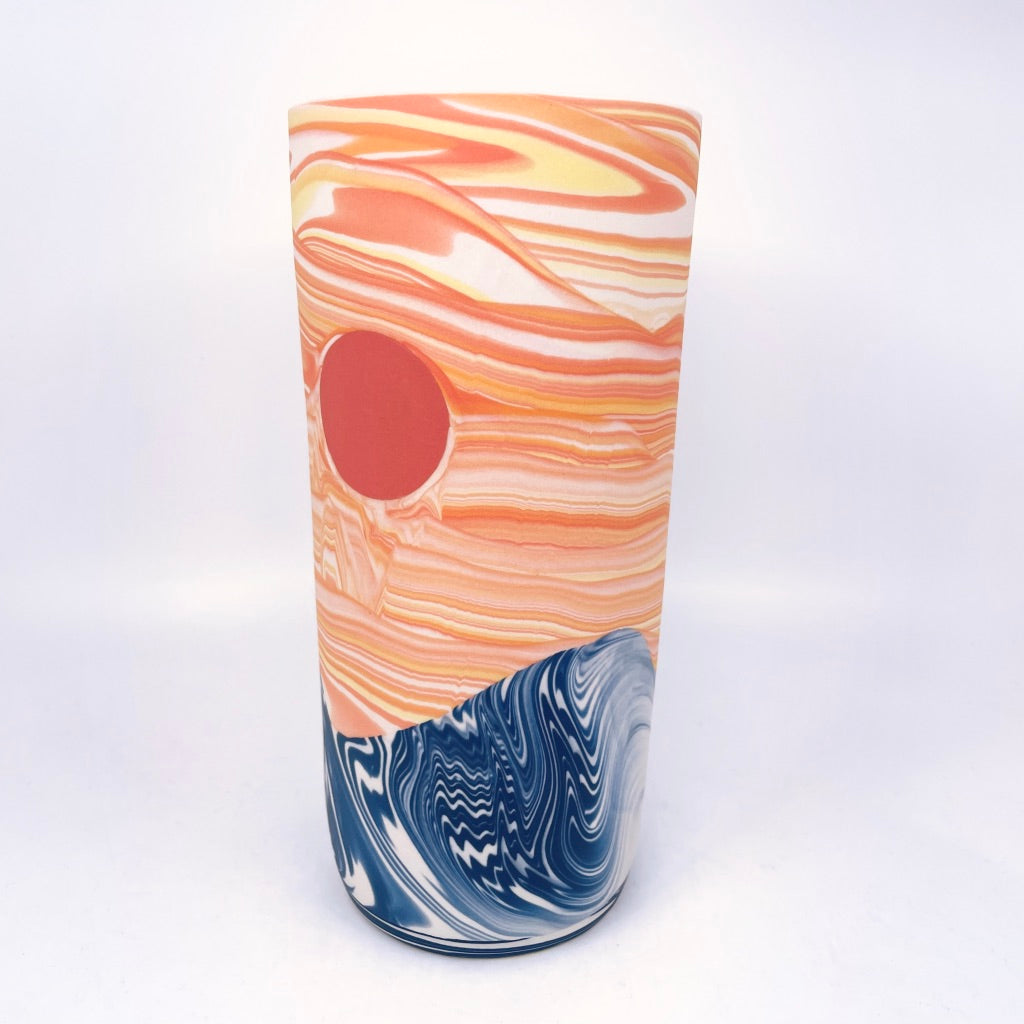 Large Sunset Wave Column Vase (9.5")