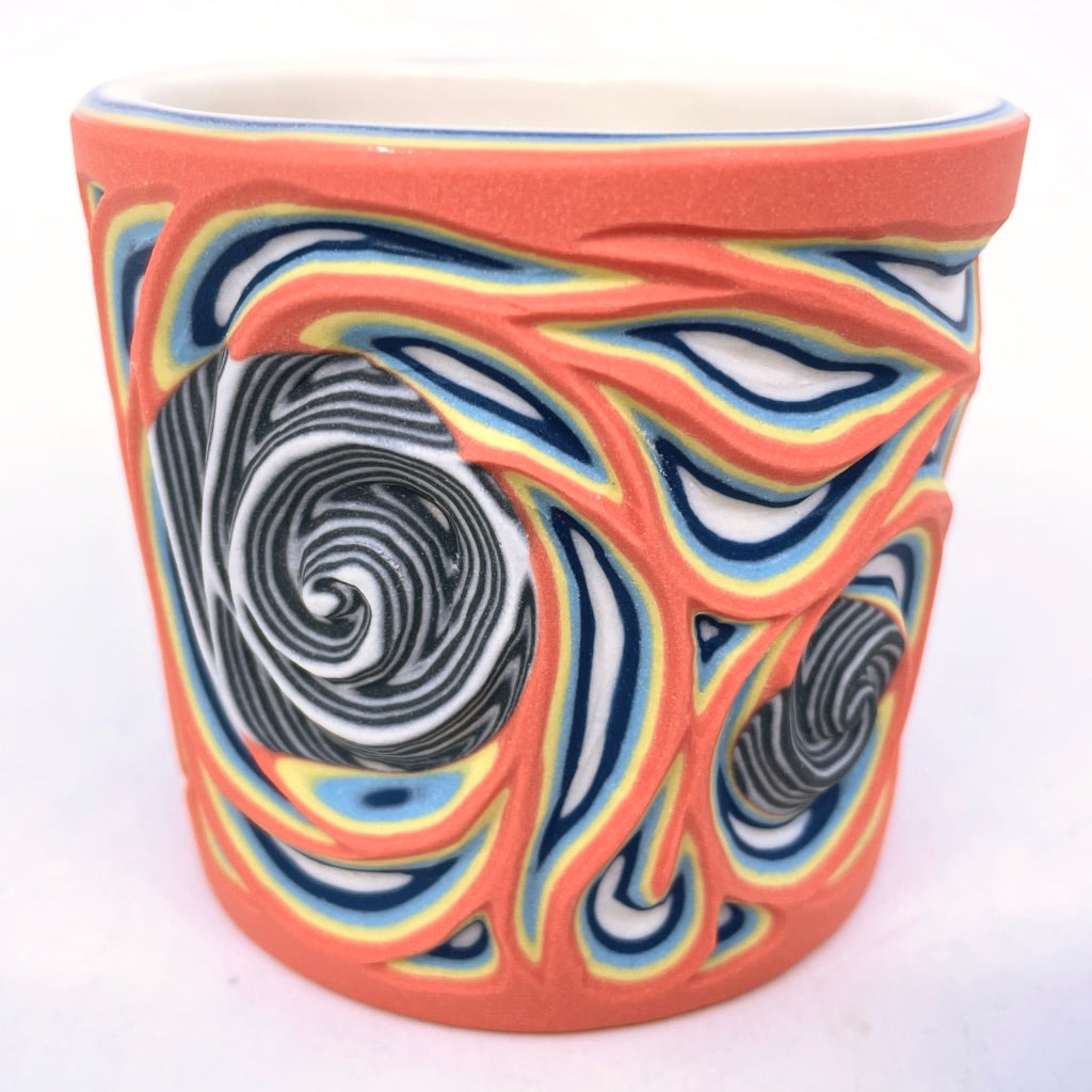 Swirl Coral to White Hybrid with B&W Layer Inserts- Carved 19 Layer Tumbler