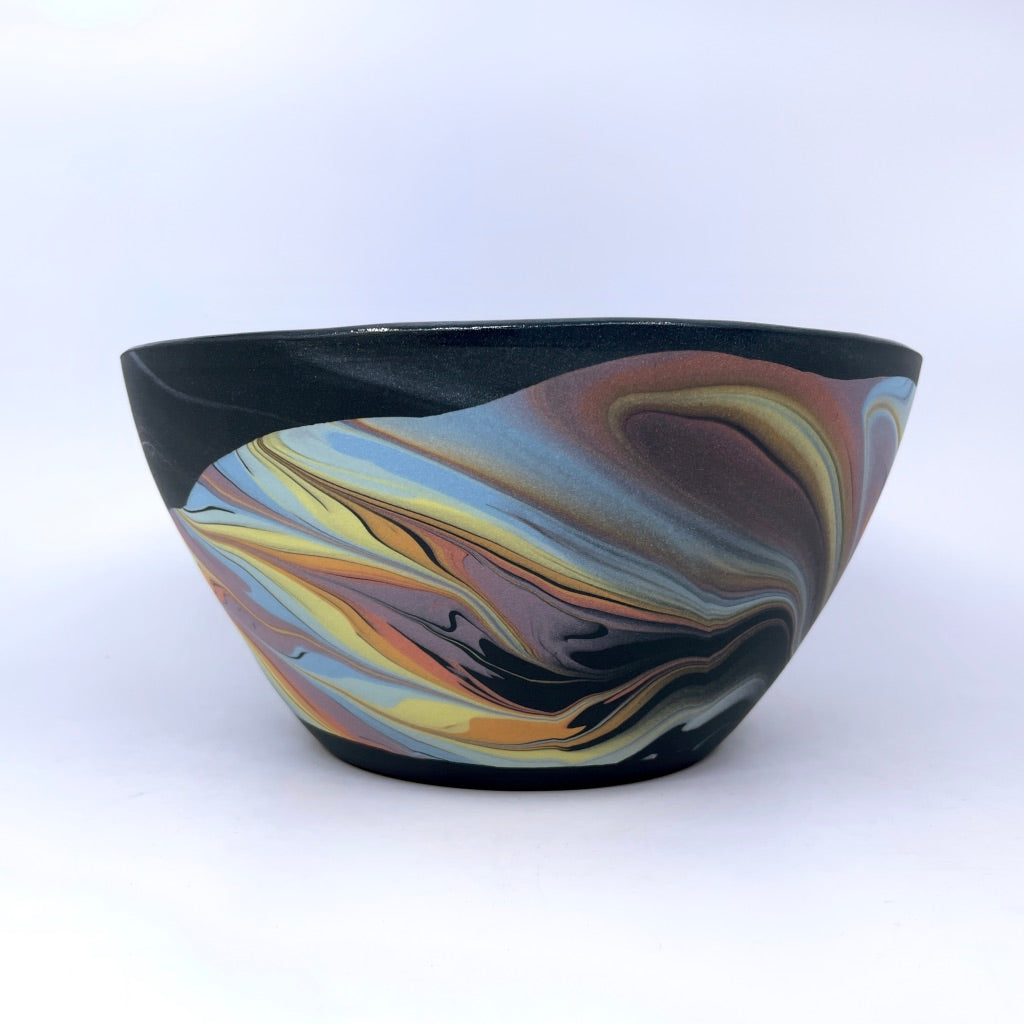 Black Feathered Hills Small Serving "Dinner" Bowl