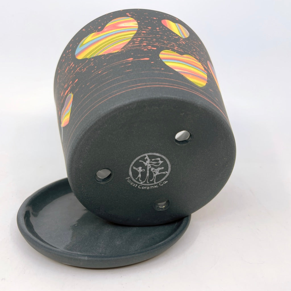 Cosmic Love Small Planter- Black Background w/ Dish *Now Preorder* (ship by mid-March)