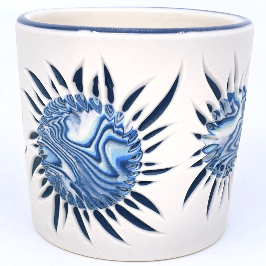 Solar Flare White and Cobalt and Glacier Marbled 3-Layer Tumbler