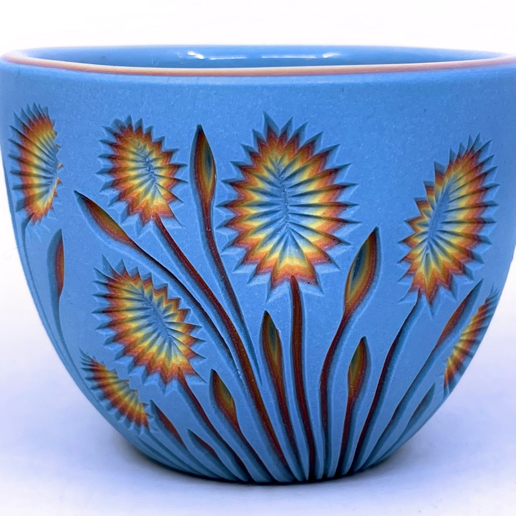 Botanical Carved Rainbow 7 Layer Teacup (limited stock ready to ship)