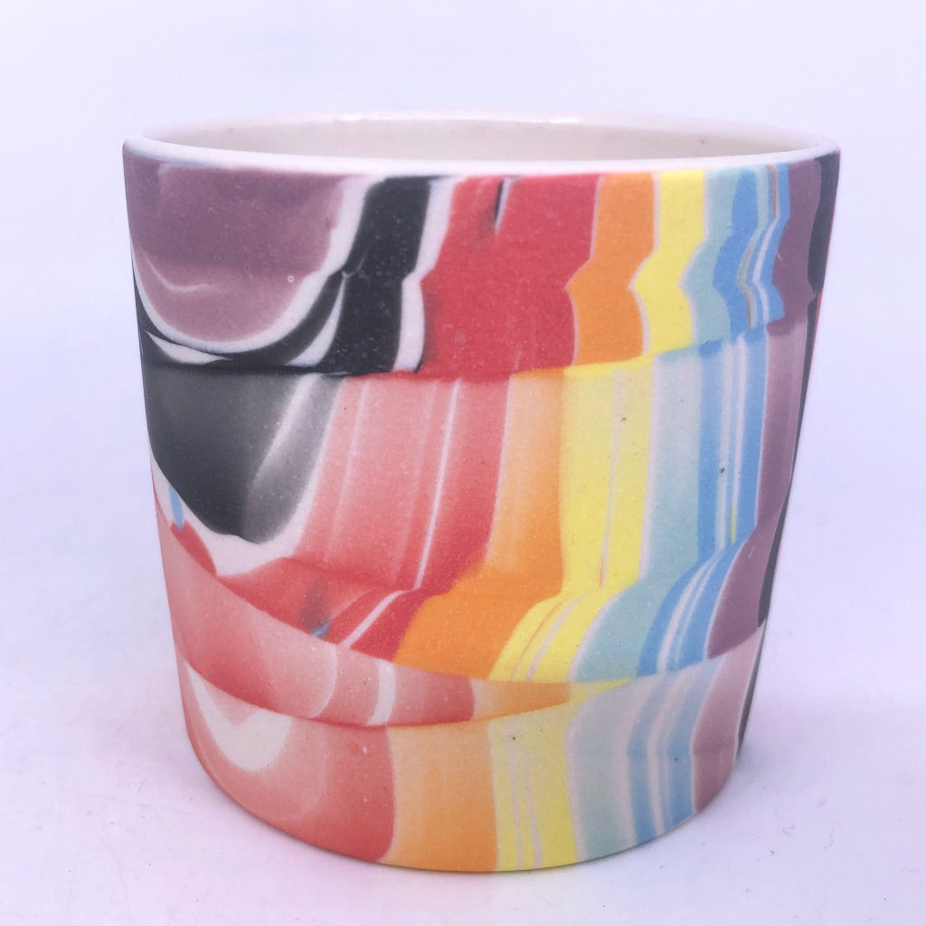 White w/ Black Rainbow Steps Feathered Tumbler