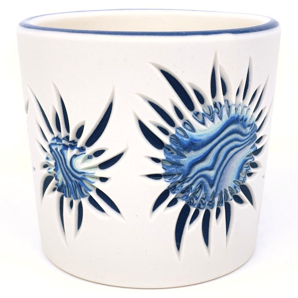 Solar Flare White and Cobalt and Glacier Marbled 3-Layer Tumbler