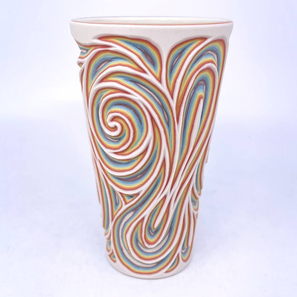 Rainbow Swirl 8-Layer Carved Pint